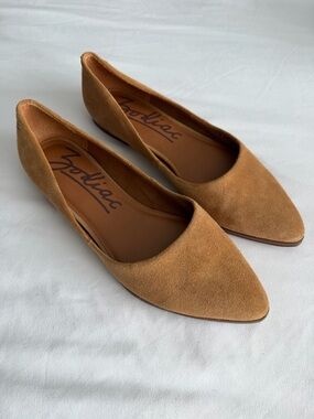 Zodiac "Hill" Soft Suede Leather Camel Brown Neutral Pointed Toe Flats